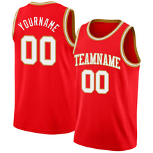 Charger l'image dans la galerie, Custom Fire Red White-Old Gold Authentic Basketball Jersey
