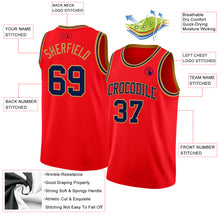 Charger l'image dans la galerie, Custom Fire Red Navy-Old Gold Authentic Basketball Jersey
