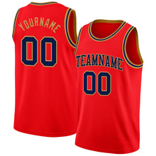 Charger l'image dans la galerie, Custom Fire Red Navy-Old Gold Authentic Basketball Jersey