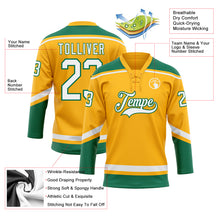 Load image into Gallery viewer, Custom Gold White-Kelly Green Hockey Lace Neck Jersey
