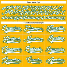 Load image into Gallery viewer, Custom Gold White-Kelly Green Hockey Lace Neck Jersey