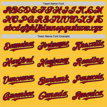 Load image into Gallery viewer, Custom Gold Red-Navy Mesh Authentic Throwback Baseball Jersey