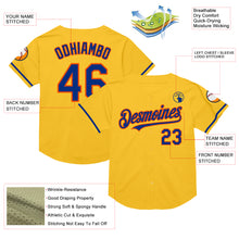 Load image into Gallery viewer, Custom Gold Royal-Orange Mesh Authentic Throwback Baseball Jersey