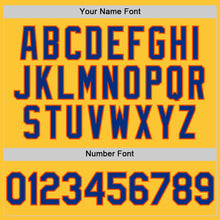 Load image into Gallery viewer, Custom Gold Royal-Orange Mesh Authentic Throwback Baseball Jersey