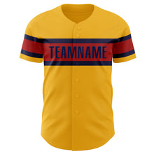 Load image into Gallery viewer, Custom Gold Red-Navy Authentic Baseball Jersey