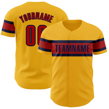 Load image into Gallery viewer, Custom Gold Red-Navy Authentic Baseball Jersey