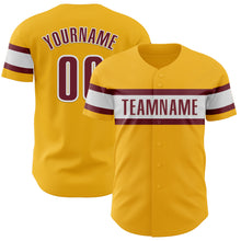 Laden Sie das Bild in den Galerie-Viewer, Custom Gold Burgundy-White Authentic Baseball Jersey