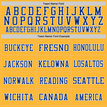 Load image into Gallery viewer, Custom Gold Royal-White Mesh Authentic Throwback Football Jersey