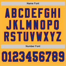 Load image into Gallery viewer, Custom Gold Royal-Red Mesh Authentic Throwback Football Jersey