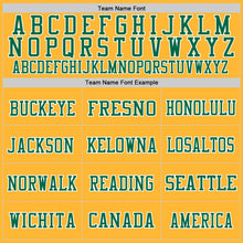 Load image into Gallery viewer, Custom Gold Kelly Green-White Mesh Authentic Throwback Football Jersey