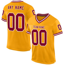 Load image into Gallery viewer, Custom Gold Maroon-White Mesh Authentic Throwback Football Jersey
