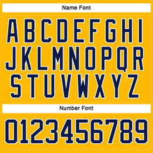 Load image into Gallery viewer, Custom Gold Navy-White Hockey Lace Neck Jersey