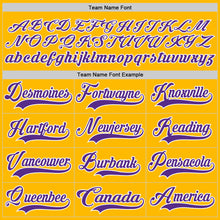 Load image into Gallery viewer, Custom Gold Purple-White Hockey Lace Neck Jersey