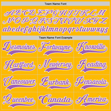 Load image into Gallery viewer, Custom Gold Medium Purple-White Hockey Lace Neck Jersey