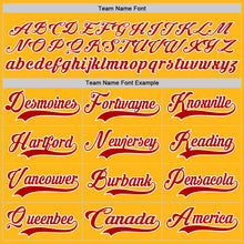 Load image into Gallery viewer, Custom Gold Red-White Hockey Jersey