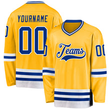Load image into Gallery viewer, Custom Gold Royal-White Hockey Jersey