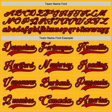 Load image into Gallery viewer, Custom Gold Red-Black Hockey Jersey