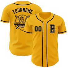Laden Sie das Bild in den Galerie-Viewer, Custom Gold Navy Authentic Baseball Jersey