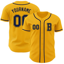 Laden Sie das Bild in den Galerie-Viewer, Custom Gold Navy Authentic Baseball Jersey