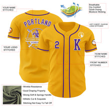 Laden Sie das Bild in den Galerie-Viewer, Custom Gold Purple-White Authentic Baseball Jersey