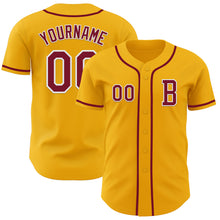 Laden Sie das Bild in den Galerie-Viewer, Custom Gold Crimson-White Authentic Baseball Jersey