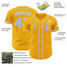 Laden Sie das Bild in den Galerie-Viewer, Custom Gold Light Blue-White Authentic Baseball Jersey
