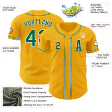 Laden Sie das Bild in den Galerie-Viewer, Custom Gold Kelly Green-White Authentic Baseball Jersey