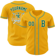 Laden Sie das Bild in den Galerie-Viewer, Custom Gold Kelly Green-White Authentic Baseball Jersey