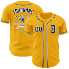 Laden Sie das Bild in den Galerie-Viewer, Custom Gold Royal-White Authentic Baseball Jersey
