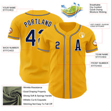 Laden Sie das Bild in den Galerie-Viewer, Custom Gold Navy-White Authentic Baseball Jersey