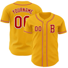 Laden Sie das Bild in den Galerie-Viewer, Custom Gold Red-White Authentic Baseball Jersey