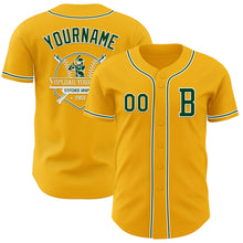 Laden Sie das Bild in den Galerie-Viewer, Custom Gold Green-White Authentic Baseball Jersey