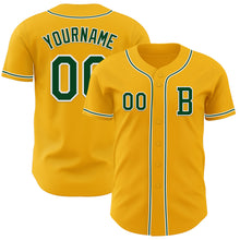 Laden Sie das Bild in den Galerie-Viewer, Custom Gold Green-White Authentic Baseball Jersey