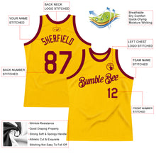 Загрузить изображение в средство просмотра галереи, Custom Gold Maroon Authentic Throwback Basketball Jersey