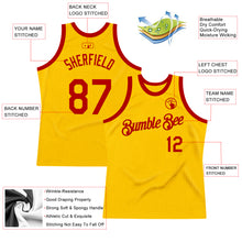 Загрузить изображение в средство просмотра галереи, Custom Gold Red Authentic Throwback Basketball Jersey