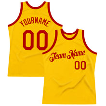 Загрузить изображение в средство просмотра галереи, Custom Gold Red Authentic Throwback Basketball Jersey