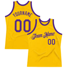 Charger l'image dans la galerie, Custom Gold Purple Authentic Throwback Basketball Jersey