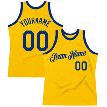 Загрузить изображение в средство просмотра галереи, Custom Gold Royal Authentic Throwback Basketball Jersey