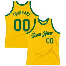 Загрузить изображение в средство просмотра галереи, Custom Gold Kelly Green Authentic Throwback Basketball Jersey