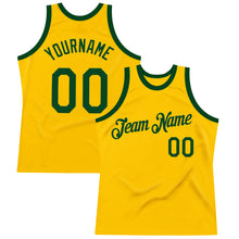 Загрузить изображение в средство просмотра галереи, Custom Gold Green Authentic Throwback Basketball Jersey