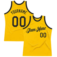 Загрузить изображение в средство просмотра галереи, Custom Gold Black Authentic Throwback Basketball Jersey
