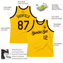 Laden Sie das Bild in den Galerie-Viewer, Custom Gold Brown Authentic Throwback Basketball Jersey