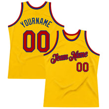 Загрузить изображение в средство просмотра галереи, Custom Gold Red-Royal Authentic Throwback Basketball Jersey