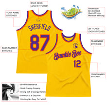 Загрузить изображение в средство просмотра галереи, Custom Gold Purple-Orange Authentic Throwback Basketball Jersey