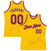 Загрузить изображение в средство просмотра галереи, Custom Gold Purple-Orange Authentic Throwback Basketball Jersey