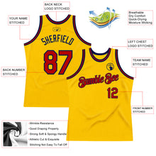 Загрузить изображение в средство просмотра галереи, Custom Gold Red-Navy Authentic Throwback Basketball Jersey
