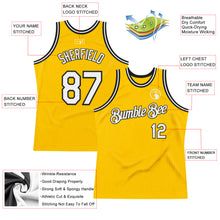 Загрузить изображение в средство просмотра галереи, Custom Gold White-Black Authentic Throwback Basketball Jersey
