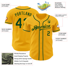 Load image into Gallery viewer, Custom Gold Green Authentic Baseball Jersey