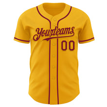 Load image into Gallery viewer, Custom Gold Crimson Authentic Baseball Jersey