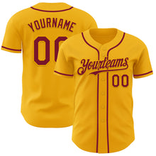 Load image into Gallery viewer, Custom Gold Crimson Authentic Baseball Jersey